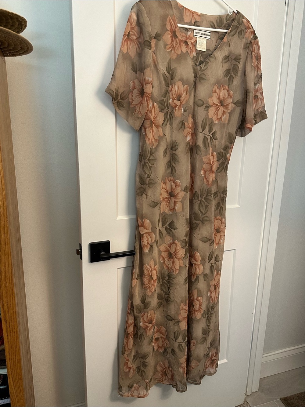 August Max Brown Tan Sheath Midi Dress